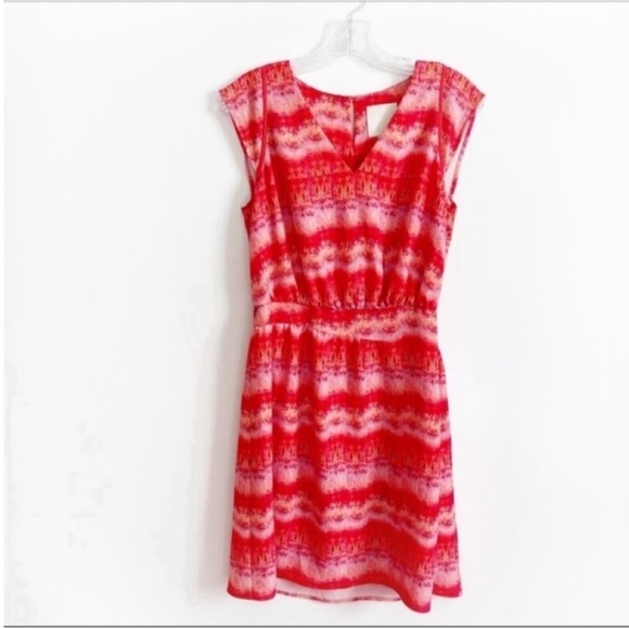 Anthropologie Dresses & Skirts - Anthropologie McGinn dress red sunset striped v neck elastic waist